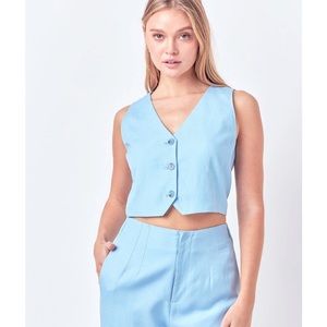 English Factory Linen Blue Vest top NWT M